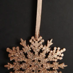 Rose Gold Glittter Snowflake Tree Decorations - Set of 2 Cheap