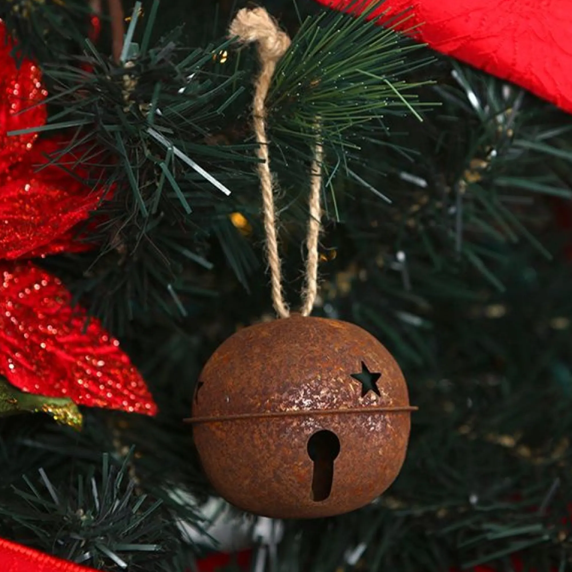 Rusted Bell Decorations 8cm - Set of 2 Discount