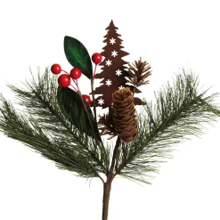 Rusted Tin Tree, Pinecone and Red Berry Pick Outlet