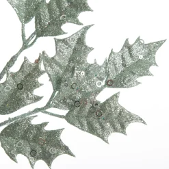 Sage Glitter Holly Leaf Spray Outlet