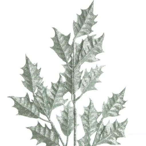 Sage Glitter Holly Leaf Spray Outlet