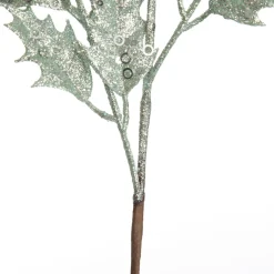 Sage Glitter Holly Leaf Spray Outlet