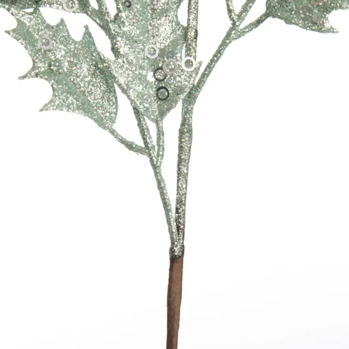 Sage Glitter Holly Leaf Spray Outlet