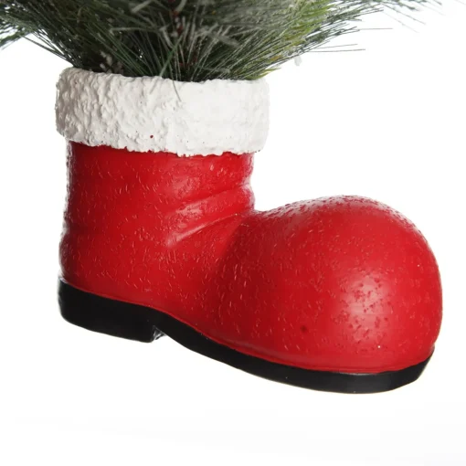 Santa Boot Christmas Ornament with Frosted Pine, Pinecone and Berries Outlet