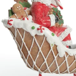 Santa in Gingerbread Sleigh Christmas Ornament Cheap
