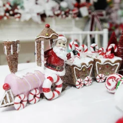 Santa in Gingerbread Train Christmas Ornament Best Sale