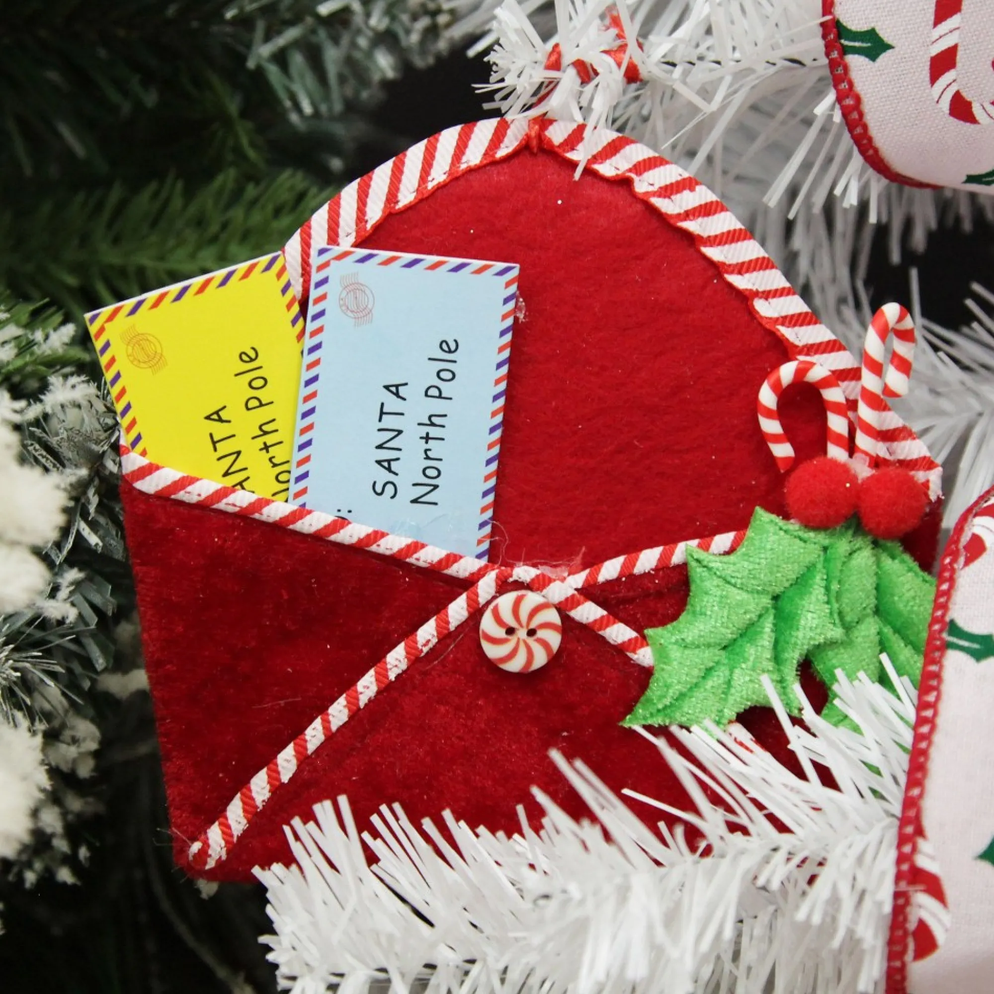 Santa Mail Hanging Decoration with Candy Cane Trim Fashion