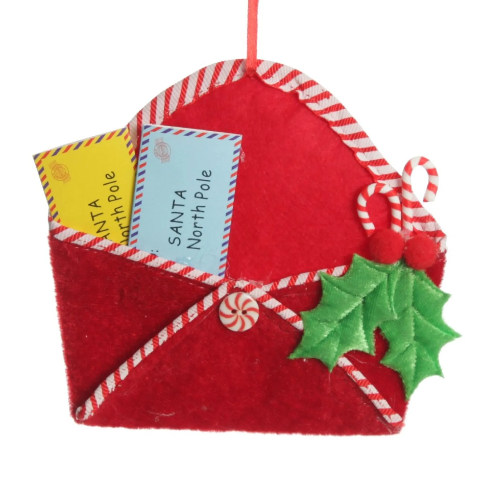 Santa Mail Hanging Decoration with Candy Cane Trim Fashion