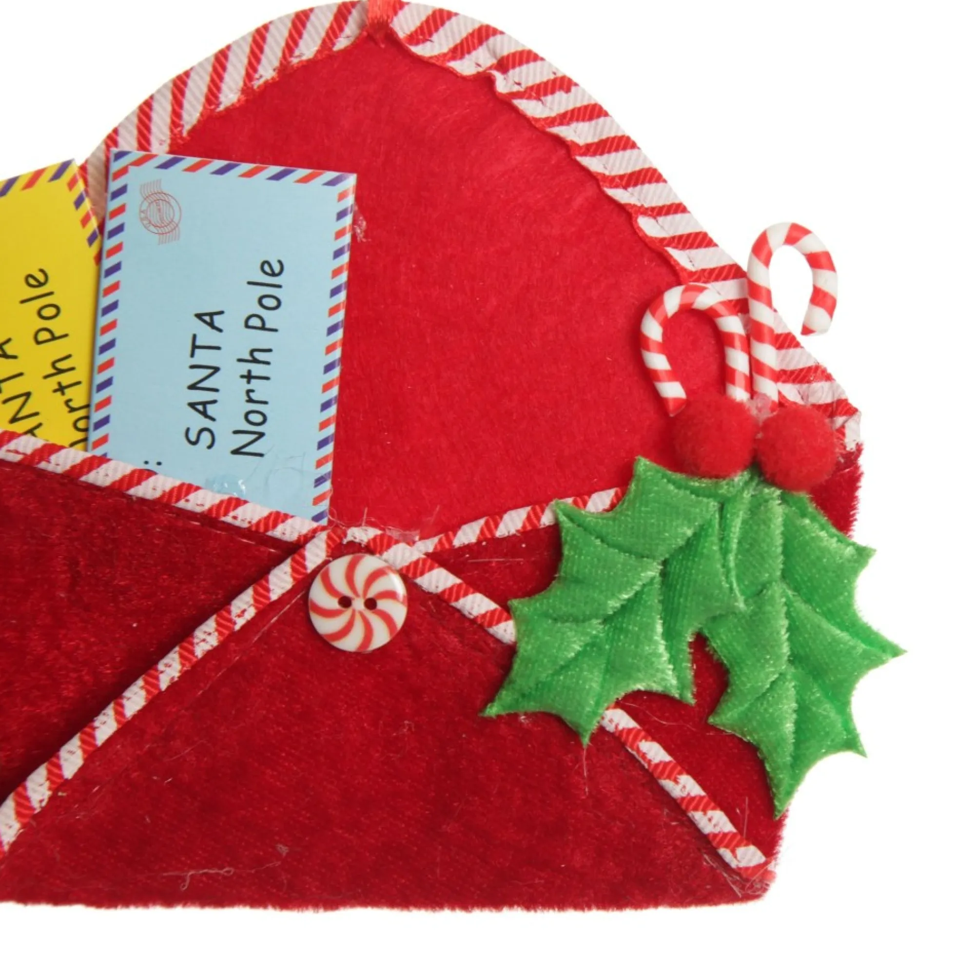 Santa Mail Hanging Decoration with Candy Cane Trim Fashion