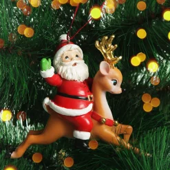 Santa Riding Bambi Hanging Christmas Decoration Discount