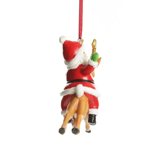 Santa Riding Bambi Hanging Christmas Decoration Discount