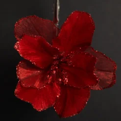 Sheer Red with Sequin Edge Magnolia Flower Clip Best