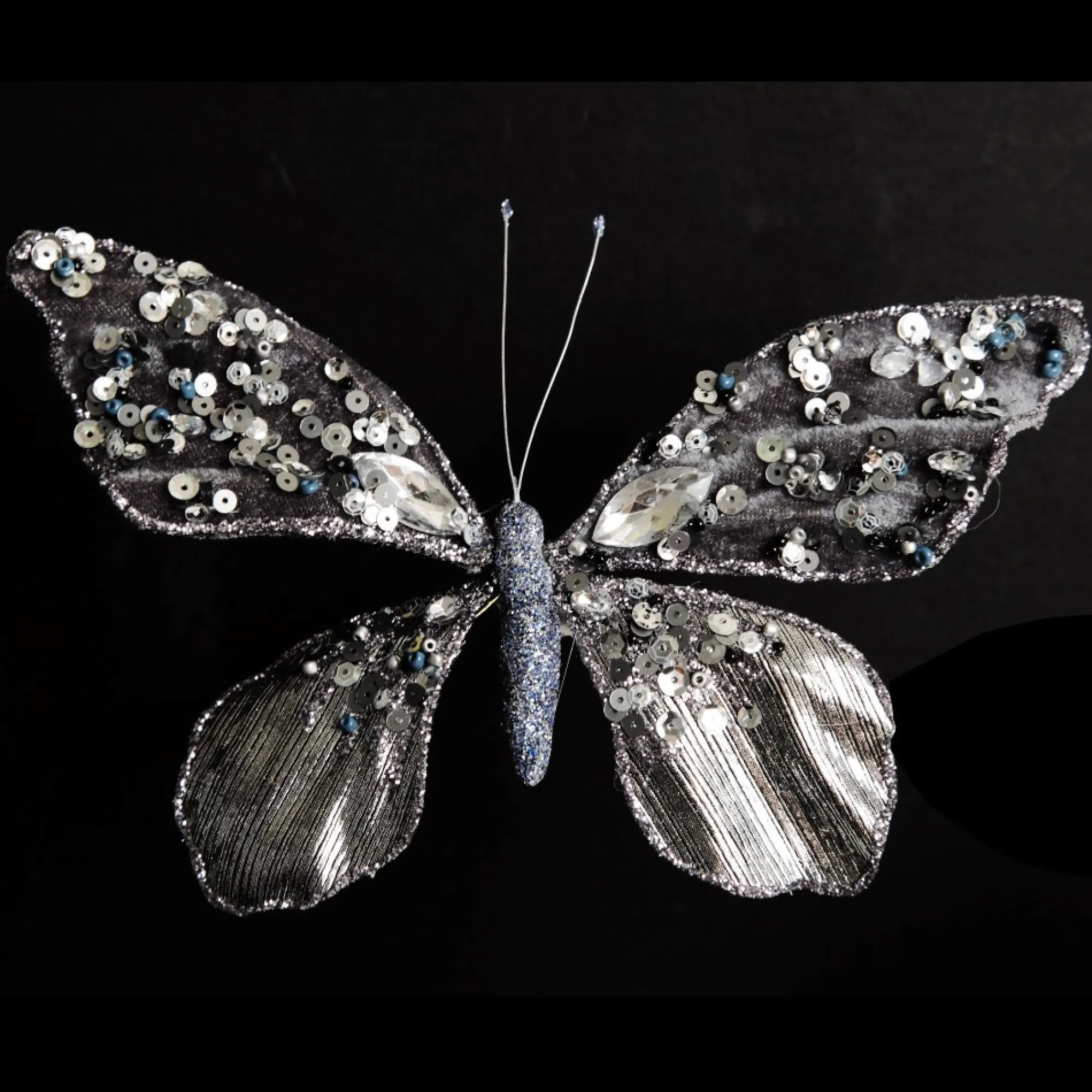 Shiny Blue Butterfly Clip with Sequin Embellishments Best
