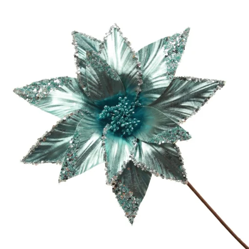 Shiny Blue Poinsettia Flower Stem Cheap