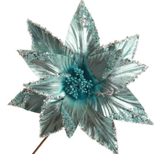 Shiny Blue Poinsettia Flower Stem Cheap