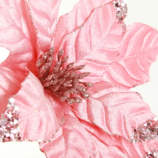Shiny Blush Poinsettia Flower Stem Clearance