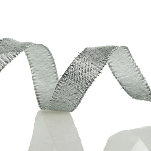 Silver & Grey Metallic Wired Ribbon Clearance