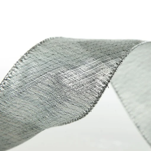 Silver & Grey Metallic Wired Ribbon Clearance