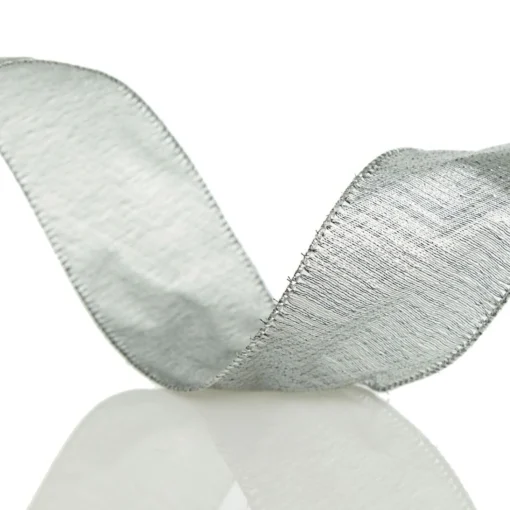Silver & Grey Metallic Wired Ribbon Clearance