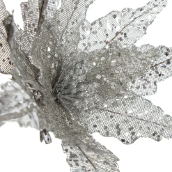 Silver and Sequin Poinsettia Flower Stem Store
