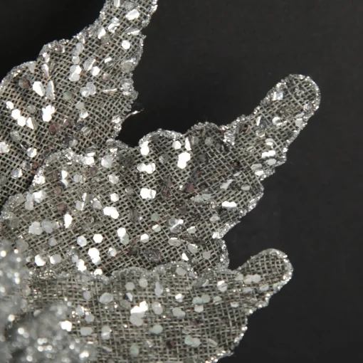 Silver and Sequin Poinsettia Flower Stem Store