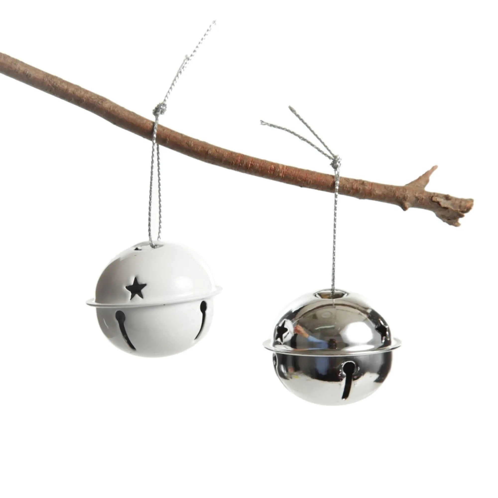 Silver and White 4cm Jingle Bell Decorations - Box of 12 Cheap