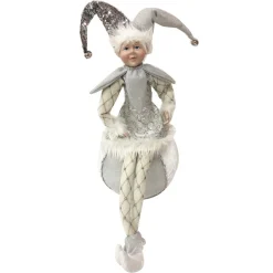 Silver Elf on Bauble Christmas Ornament Shop