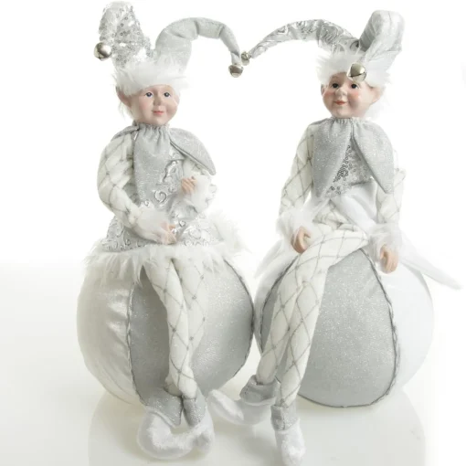 Silver Elf on Bauble Christmas Ornament Shop