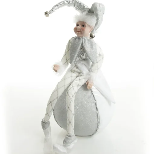 Silver Elf on Bauble Christmas Ornament Shop