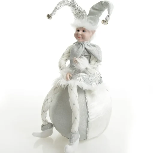 Silver Elf on Bauble Christmas Ornament Shop
