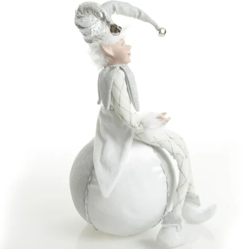 Silver Elf on Bauble Christmas Ornament Shop