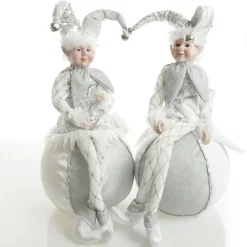Silver Elf on Bauble Christmas Ornament Shop