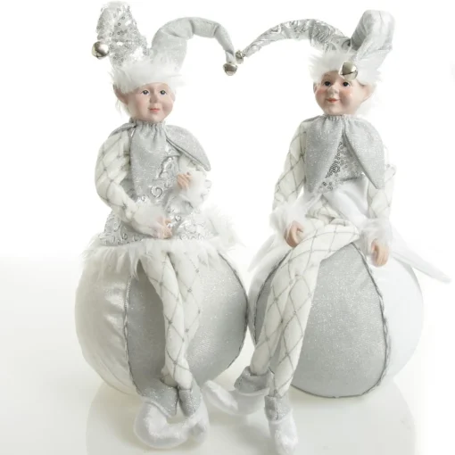 Silver Elf on Bauble Christmas Ornament Shop