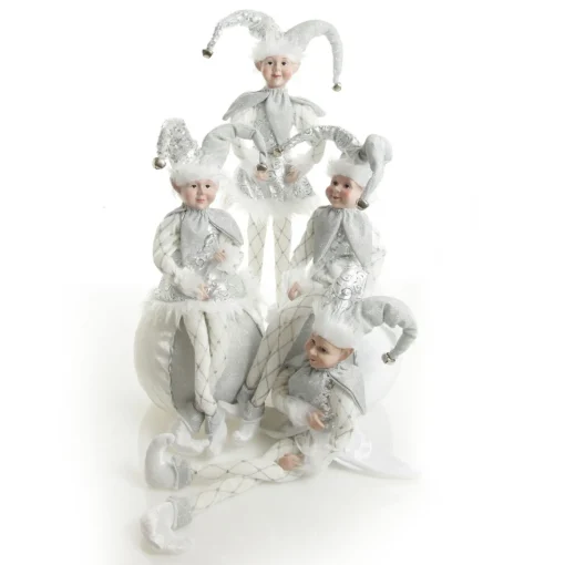 Silver Elf on Bauble Christmas Ornament Shop
