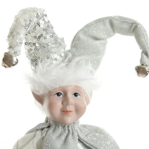 Silver Elf on Bauble Christmas Ornament Shop