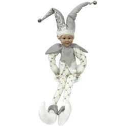 Silver Elf Sitting Christmas Ornament Outlet