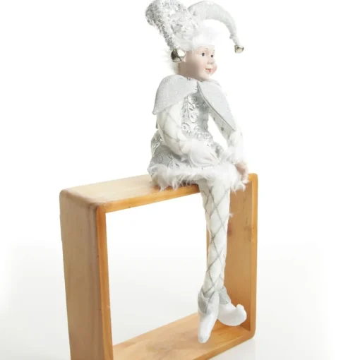 Silver Elf Sitting Christmas Ornament Outlet