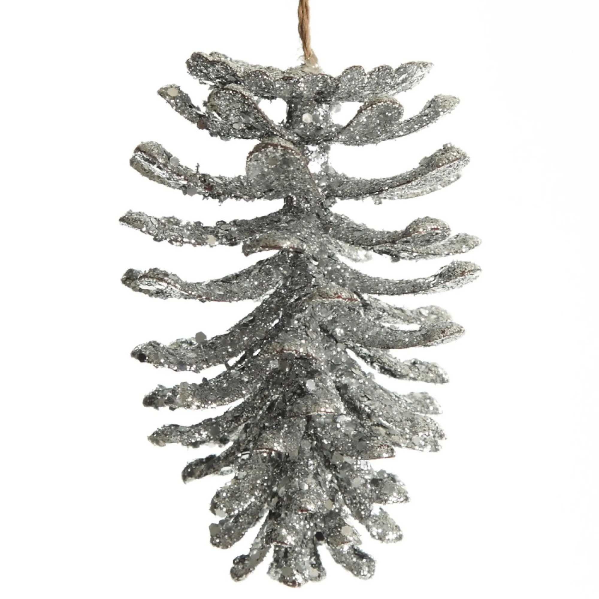 Silver Glitter Faux Hanging Pinecone Cheap