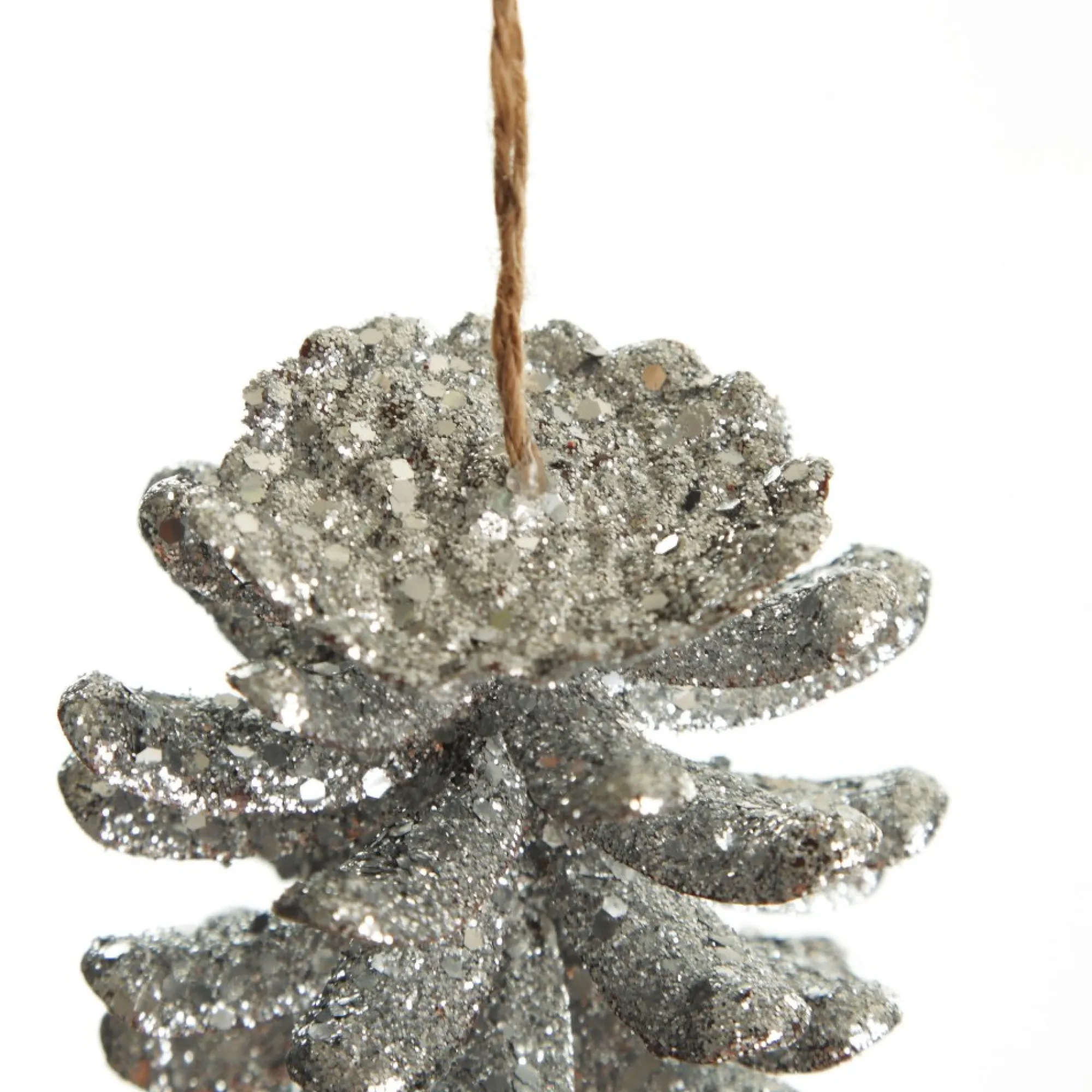 Silver Glitter Faux Hanging Pinecone Cheap