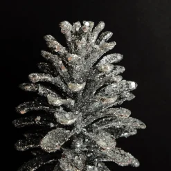 Silver Glitter Faux Hanging Pinecone Cheap