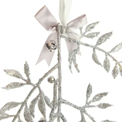 Silver Glitter Fern Tree Decoration with Mini Bells Discount