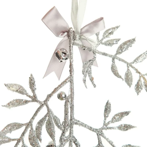 Silver Glitter Fern Tree Decoration with Mini Bells Discount