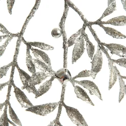 Silver Glitter Fern Tree Decoration with Mini Bells Discount