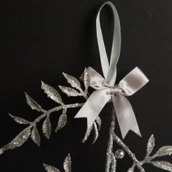 Silver Glitter Fern Tree Decoration with Mini Bells Discount