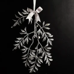 Silver Glitter Fern Tree Decoration with Mini Bells Discount