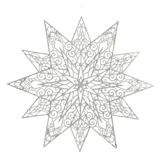 Silver Glitter Hanging Christmas Star Fashion