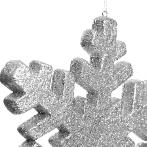 Silver Glitter Hanging Snowflake - Large Shop