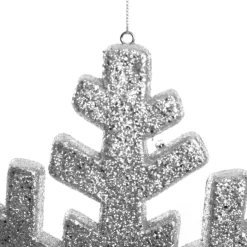 Silver Glitter Hanging Snowflake - Large Shop