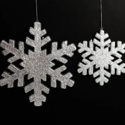 Silver Glitter Hanging Snowflake - Large Shop