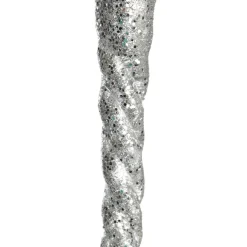 Silver Glitter Icicle Long Drop New